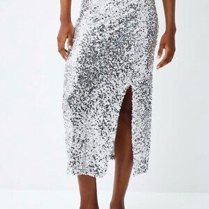 Twik Silver Sequin Skirt -Size Large